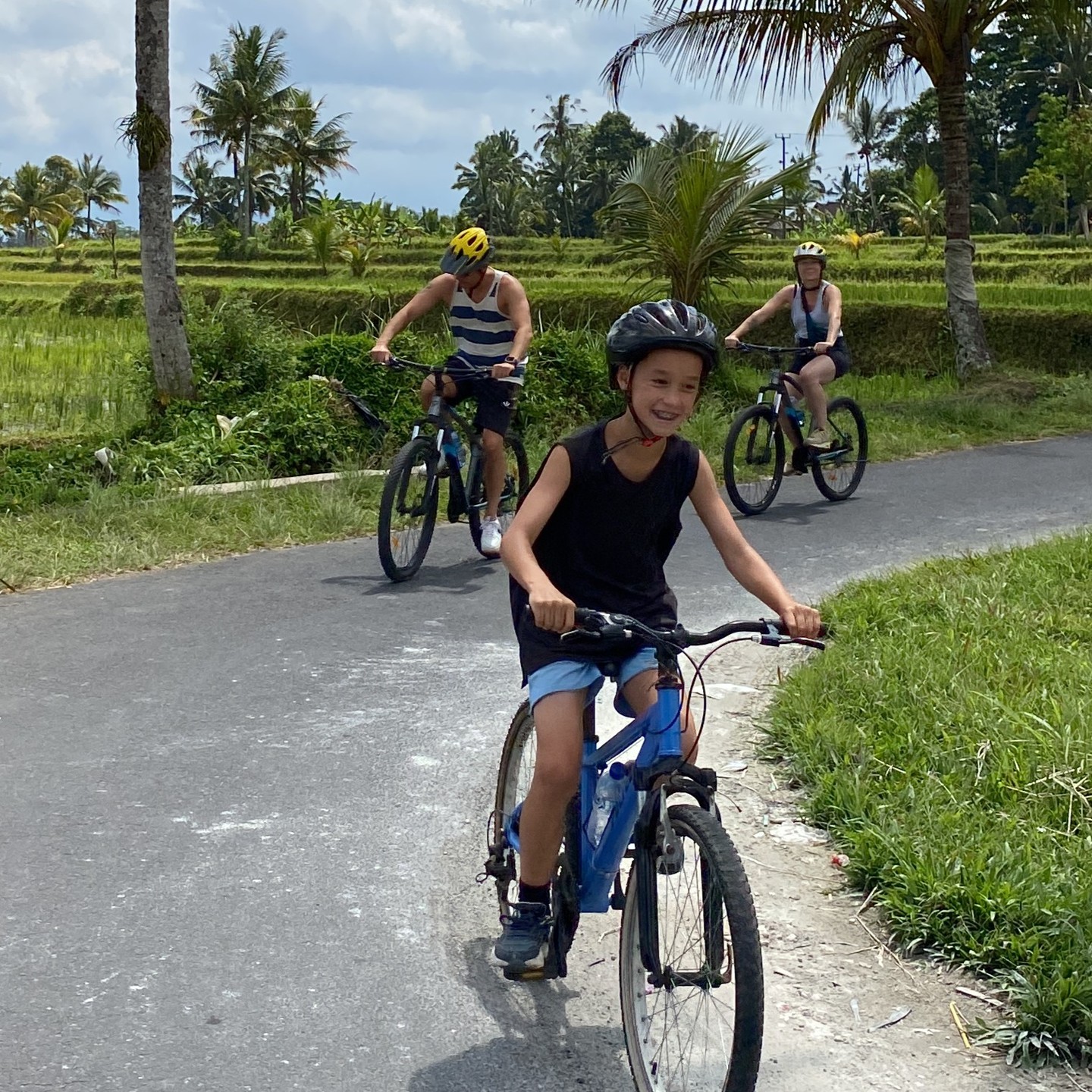 Cycling tour on quiet rural village road