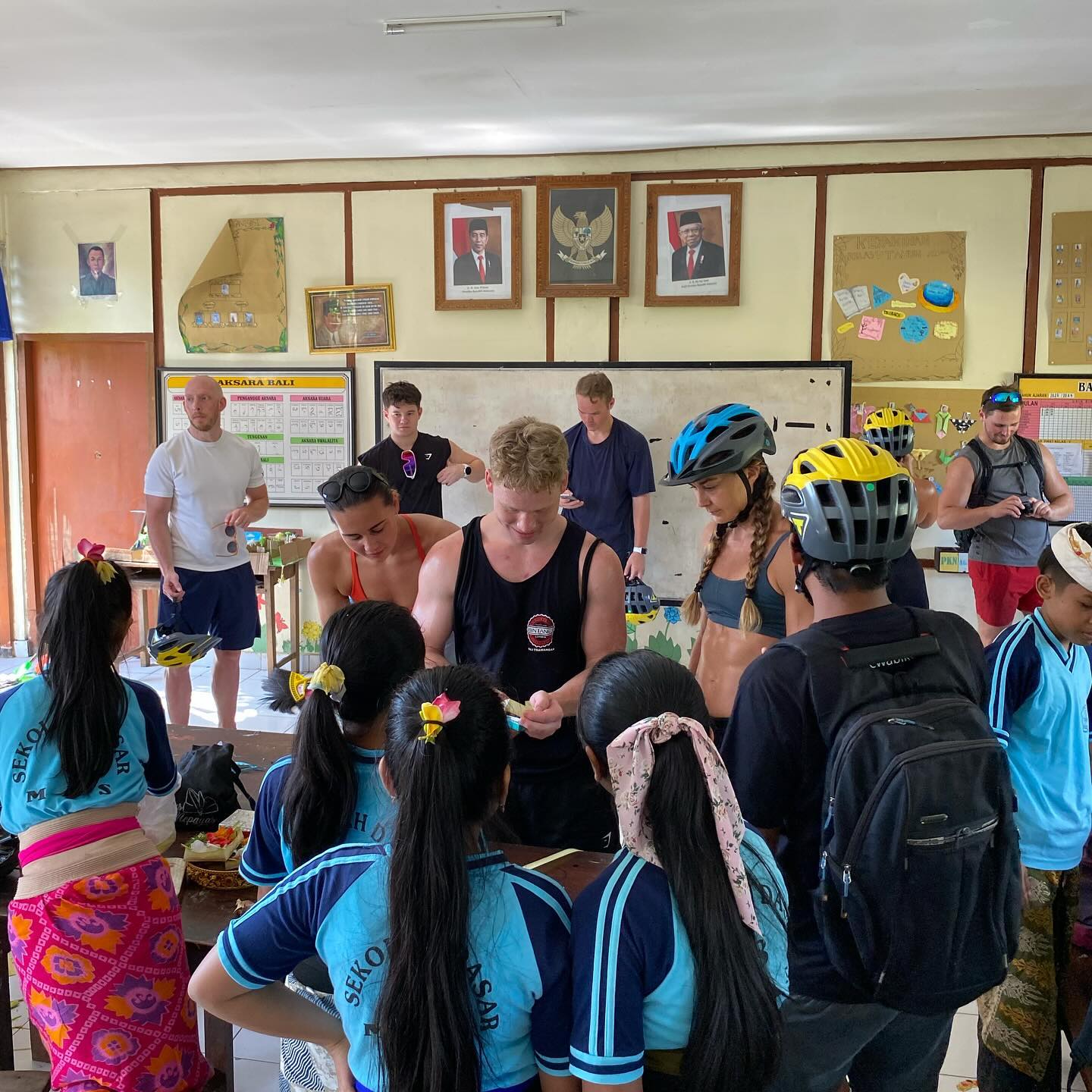 Visiting Balinese elementary school with guests